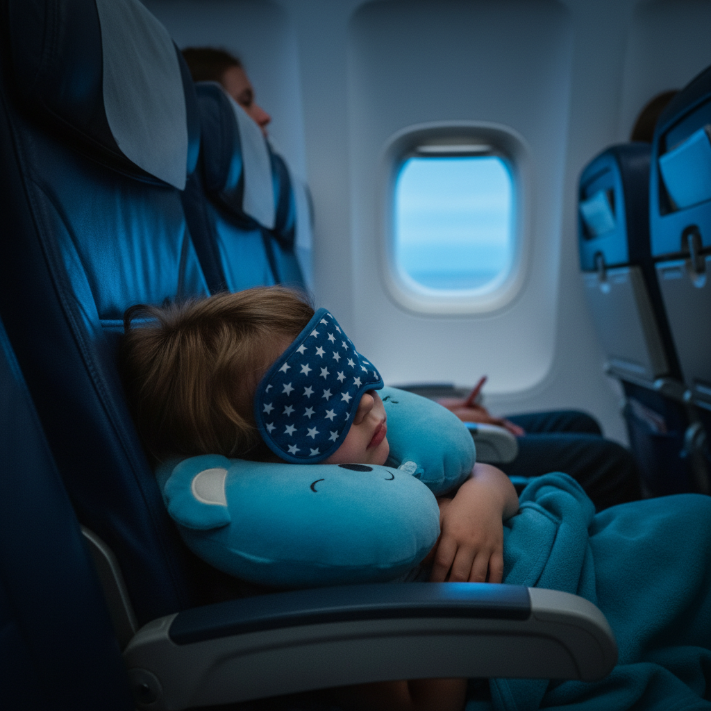 After Your First Long-Haul Flight with Kids: Judge a Kids Airplane Travel Pillow with Sleep Mask by Comfort, Not Cuteness