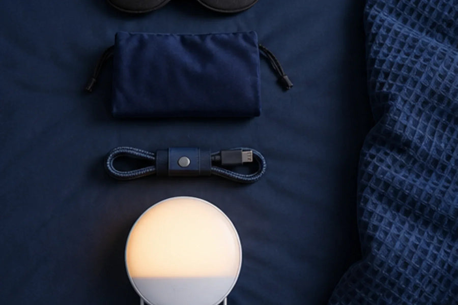 Build a Night Routine bedroom-environment collection in cool blue dusk light