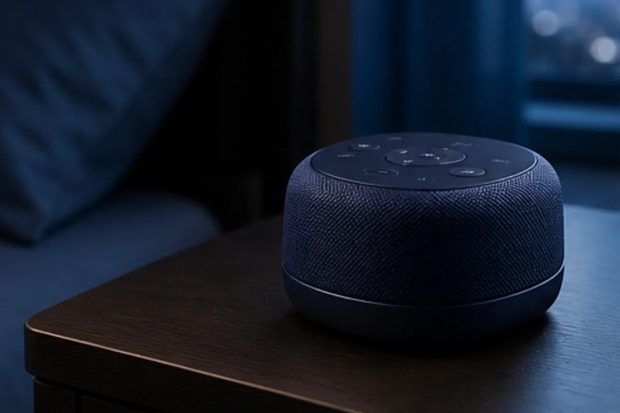Soften the Sound bedroom-environment collection in cool blue dusk light