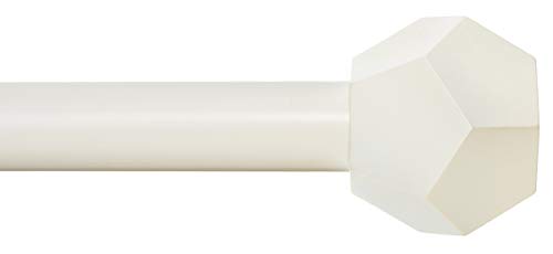 Drapery Treatment Window Curtain Rod - Faceted Hexagonal 1 inch Pole. 28 to 48 Inch. White-Ivory