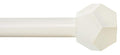 Drapery Treatment Window Curtain Rod - Faceted Hexagonal 1 inch Pole. 28 to 48 Inch. White-Ivory