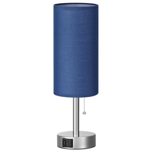 Blue Bedside Table Lamp for Bedroom - Small Nightstand Lamp for Girls - view 7