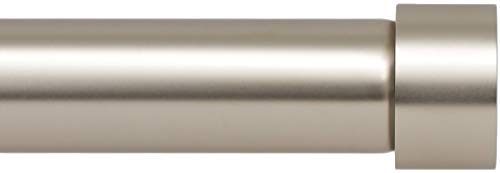 Drapery Window Curtain Rod - End Cap Style Design 1 Inch Pole. 48 to 86 Inch Color Satin Nickel