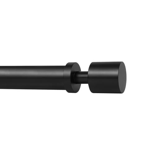 Curtain Rods for Windows - Spaced End Cap, 1 inch Diameter, Extendable Drapery Rod for Windows, 48 to 86 Inches. Color Black - view 2