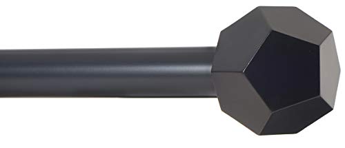 Drapery Treatment Window Curtain Rod - Faceted Hexagonal 1 inch Pole. 48 to 86 Inch. Black - view 2