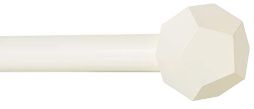 Drapery Treatment Window Curtain Rod - Faceted Hexagonal 1 inch Pole. 28 to 48 Inch. White-Ivory - view 2