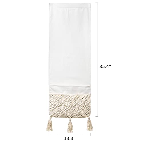 Macrame Armchair Caddy, Boho Couch Armrest Organizer, 4 Pockets Beige - view 6