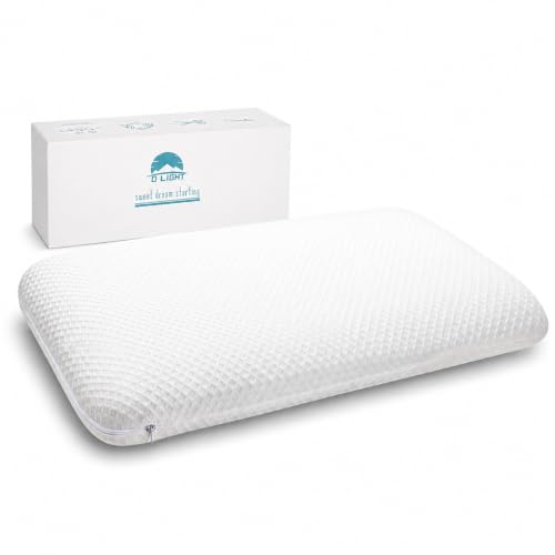 Slim Gel Memory Foam Pillow, 3.2-Inch Low-Profile Bed Pillow for Stomach and Back Sleepers, Dual-Sided Removable and Machine-Washable Cover, Standard