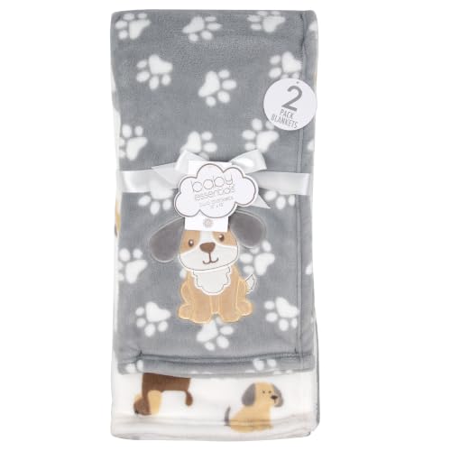 2 Pack Embroidered Playful Soft Plush Fleece Throw Blankets for Newborns, Infants, Toddlers for Sleep, Cuddling, Swaddling (Puppies, 40”x 30" W) - view 2