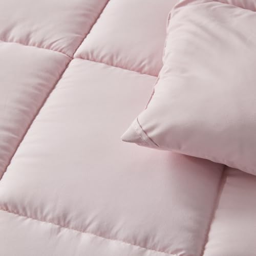 Down Alternative Comforter Queen Duvet Insert with Corner Tabs, All Season Quilted Bed Comforter Box-Stitched Queen Comforter Light Pink，Machine Washable Microfiber Bedding - view 4