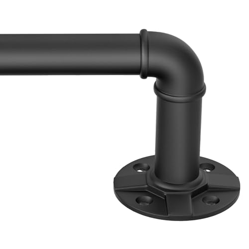 Heavy Duty 1 Inch Adjustable Blackout Black Curtain Rod 120-170 Inch | Wrap Around for Windows, Indoor/Outdoor Room Divider
