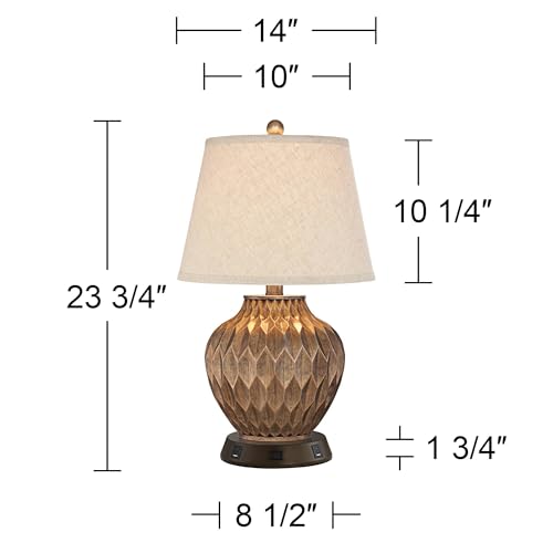 Buckhead 22" High Table Lamp Brown USB Workstation Base Warm Bronze Urn - view 4