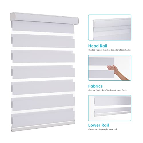 Custom Zebra Blinds 85% Blackout Cordless Custom Size Shades White - view 3