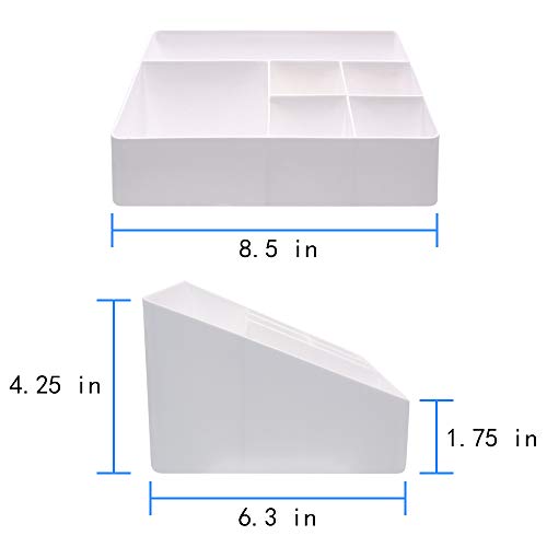 Home Organizer Bedside Table Organizer Makeup Organizer |Cosmetics Storage Box - 6 Compartments (White) - view 6