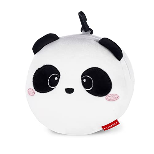 Travel Pillow with Night Mask, Panda Zip Closure, Space Saver, Hook for Convenient Carry, Small Pocket on Back, 16 x 16 cm - view 4