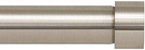 Drapery Window Curtain Rod - End Cap Style Design 1 Inch Pole. 48 to 86 Inch Color Brushed Nickel