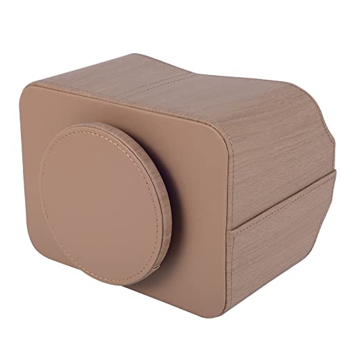 Leather Remote Control Holder/Caddy 360 Degree Rotating, Desk Organizer for TV Remote Controllers,Pen,Calculator,cell phone,gadget storage box,Nightstand Decoration(Light wood grain) - view 4