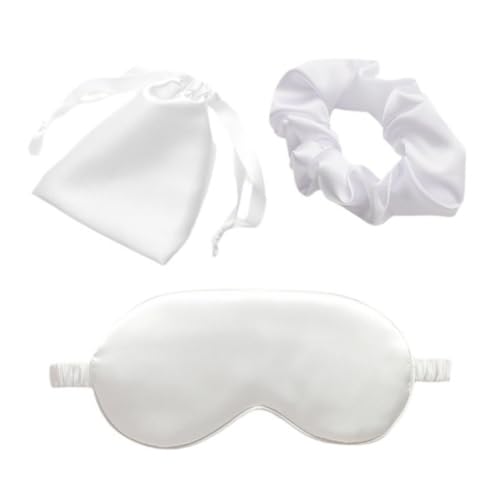 Satin Sleep Eye Mask Set, Light Blocking Shade with Scrunchie & Pouch