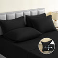 6 Pieces Non-Slip Super Soft Bed Sheet Set(King, Black), Wrinkle-Free and T-Shirt-Like Spandex Blend Sheets with 18-inch Deep Pocket, 4-Way Soft Stretch Bed Sheets