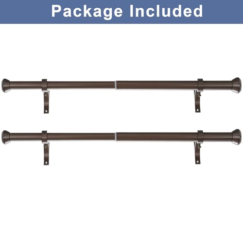 2 Pack Telescoping Curtain Rods, Side Curtain Rods 1Inch Diameter Drapery Rods 12-20Inch Length Adjustable Rod with Brackets Window Treatment-Frosted Black - view 4