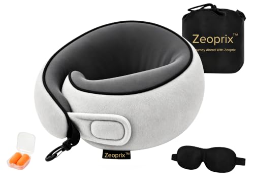 Travel Neck Pillow for Airplane, Neck Pillow for Travel, Light Grey