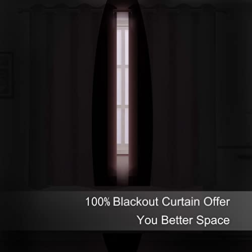 100% Blackout Curtains 52 x 84 Inch/Coral Curtains 2 Panels with Black Lining Room Darkening Thermal Insulated Bedroom Curtains - view 4