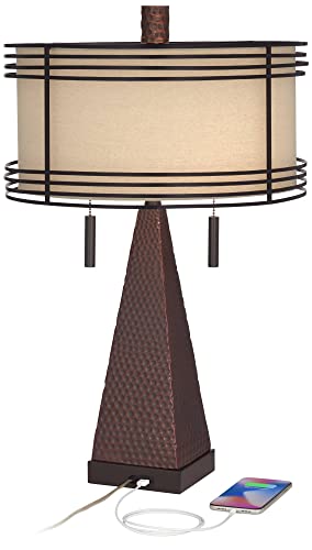 Niklas 26" Tall Table Lamp USB Bronze Brown Hammered Industrial - view 3