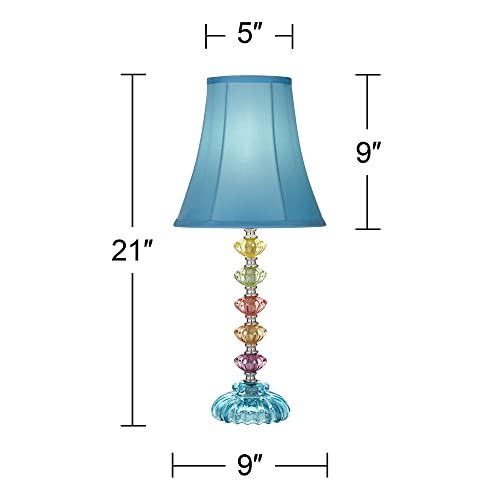 Bohemian Blue 21" High Table Lamp Glass Teal Stacked Traditional Colored - view 4