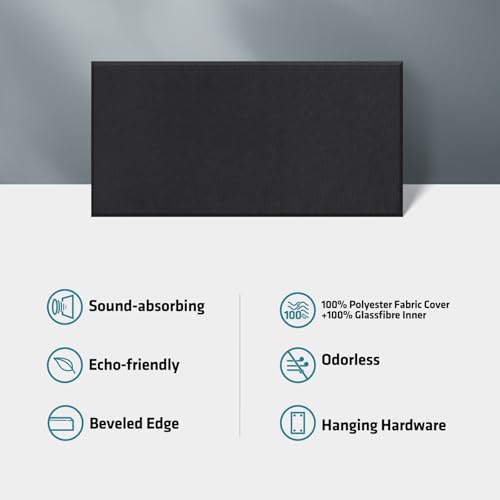 4 Pack Acoustic Panels 23.6"x11.8" Soundproof Fiberglass Panel, Black - view 5
