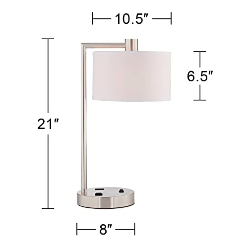 Colby 21" High Desk Lamp Port Brushed Nickel USB Charging Ports Hotel - view 2