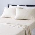 4 Piece Bed Sheets Set, 100% Cotton Jersey, Includes Super Soft, Flat and Fitted Sheets, Pillowcase, King, Oatmeal, Solid