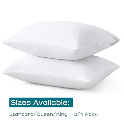 100% Cotton Zippered Pillow Cases King Size Set of 4, Super Soft & Breathable Pillow Protectors with Zipper, White Pillow Case Covers 20x36 Inches - view 2