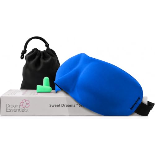Sweet Dreams Contoured Sleep Mask Kit, Royal Blue Eye Mask for Sleeping with Travel Pouch, Earplugs, Lash Space, Quick Release Strap, Light Blocking Travel Accessories Gift Set - view 2