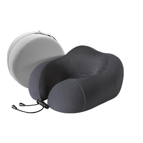 Travel Memory Foam Neck Pillow for Traveling, Travel Pillow for Airplanes for Adult (C-Black)