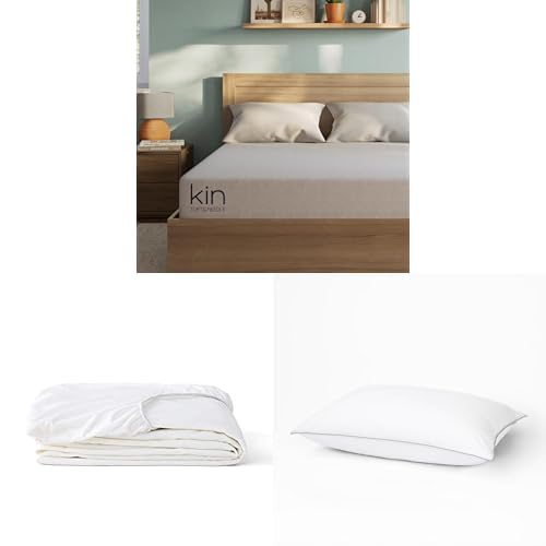 Kin Medium Firm Twin Mattress in Box + Protector + Pillows