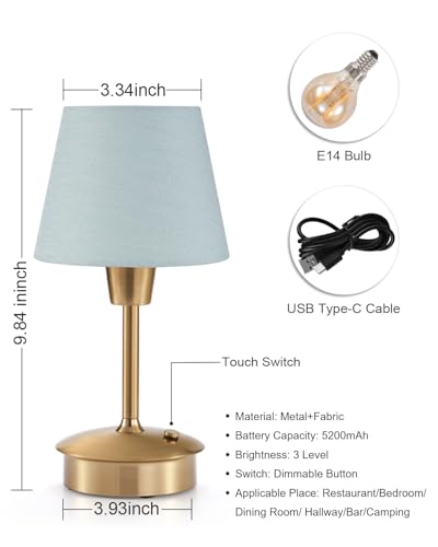 9.8'' Small Cordless Table Lamp, 5200mAh Battery Operated Touch Lamp - view 6