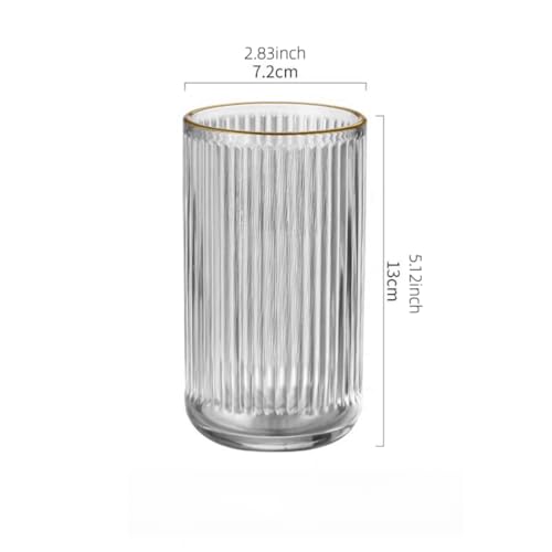 Glass Toothbrush Holder Cup | Crystal Clear Tumbler Makeup Brush Holder for Bedside Table, Bathroom, Vanity, 2Pack Crystal Glass with Gold Rims (Tall Clear+Gold Rims 2pcs) - view 3