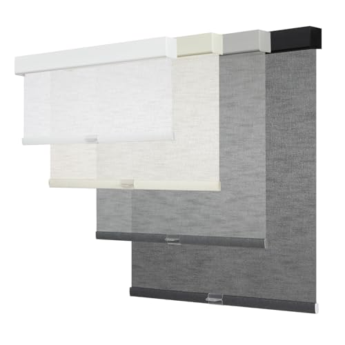 Light Filtering Roller Blinds & Shades Cordless Blinds for Windows with Jacquard Fabric, UV Protection Thermal Insulated Door Blinds, Easy to Install, 33" W x 36" H, White
