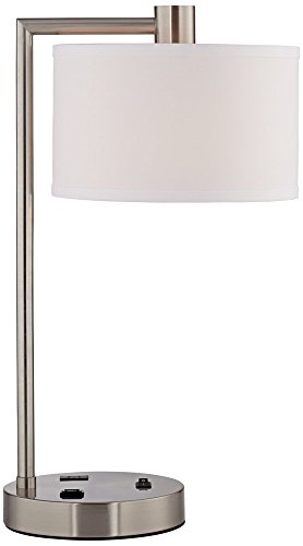 Colby 21" High Desk Lamp Port Brushed Nickel USB Charging Ports Hotel