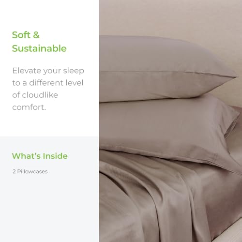 Classic 2-Piece Twill Pillowcase Set | Beach Linen | King Size | Bamboo Viscose Material | Allergy Resistant, Thermal-Regulating & Extra Soft - view 3
