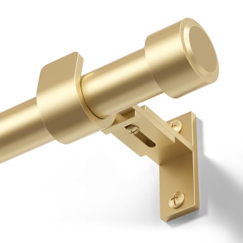 Gold Curtain Rod 36-144", 1" Heavy Duty Adjustable Rod Aluminum Finials