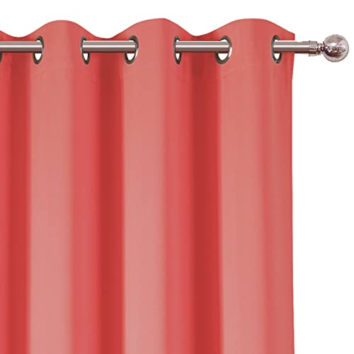 100% Blackout Curtains 52 x 84 Inch/Coral Curtains 2 Panels with Black Lining Room Darkening Thermal Insulated Bedroom Curtains - view 7