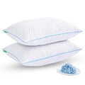 Shredded Memory Foam Pillows for Sleeping 2 Pack - Cooling Bed Pillows Standard Size Set of 2 - Firm Pillow for Side and Back Sleepers Adjustable Gel Pillow with Removable Cover