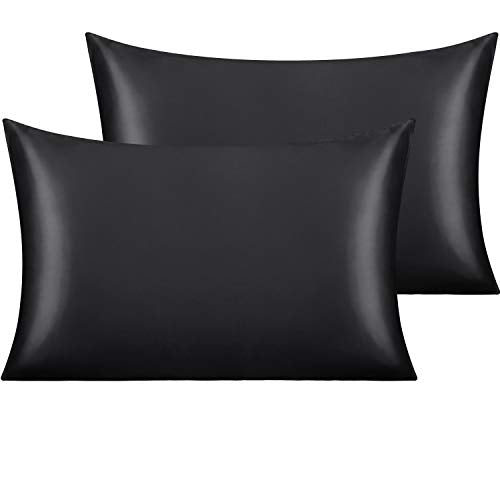 Standard Satin Pillowcases, Set of 2, Black