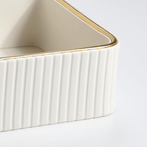 Desk Organizer Tray, PU Leather Nightstand Organizer, Ivory, Small - view 6