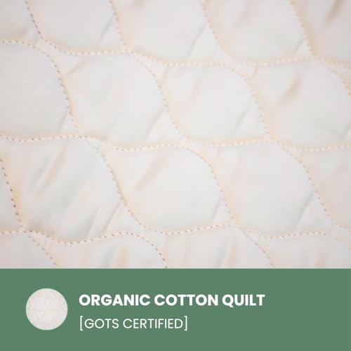 OrganicTextiles Organic Cotton Mattress Pad Protector, Twin Size, 17 Inch Deep Pocket Fitted Bed Skirt, 350 Thread Count, Beautiful Quilted Design, Rich Soft Silky Feel, Machine Washable - view 3