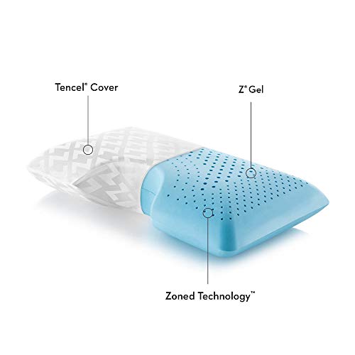 Z Shoulder Zoned Dough Memory Foam Pillow - Gel Infused - Premium Tencel Cover - 5 Year U.S. Warranty - Mid Loft - Queen, Blue - view 3
