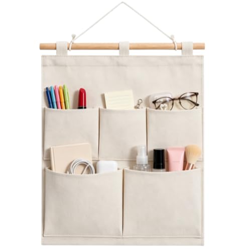Over the Door Magazine Pockets, Closet Hanging Organizer Bag,5 Pockets