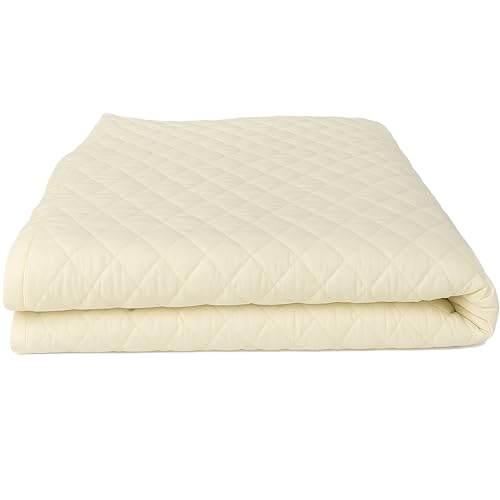 OrganicTextiles Organic Cotton Mattress Pad Protector, Twin Size, 17 Inch Deep Pocket Fitted Bed Skirt, 350 Thread Count, Beautiful Quilted Design, Rich Soft Silky Feel, Machine Washable