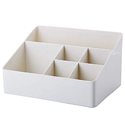 Home Organizer Bedside Table Organizer Makeup Organizer |Cosmetics Storage Box - 6 Compartments (White)